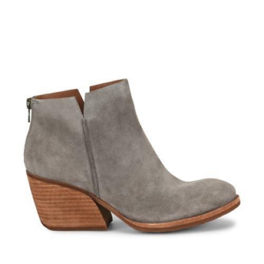 Kork Ease Chandra Gray Suede Ankle Back Zip Heeled Boots Size 7.5